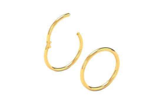 Lot 195: 10 x Gold 2PCS-20G(0.8mm) 7mm Hinged Snug Fit Nose Rings L14a sku-3800
