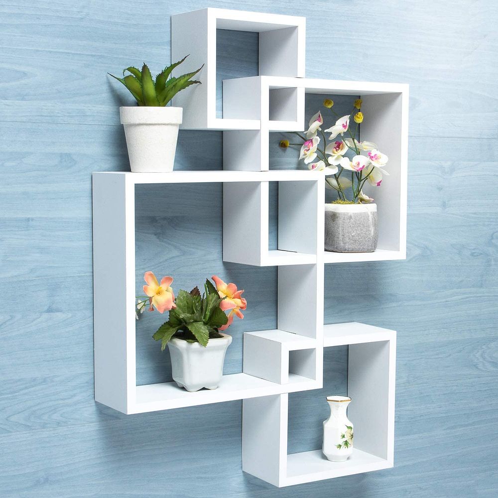 Lot 237: White Gatton Design Wall Mounted Floating Shelves, Interlocking Four Cube Design L11c  sku-4438