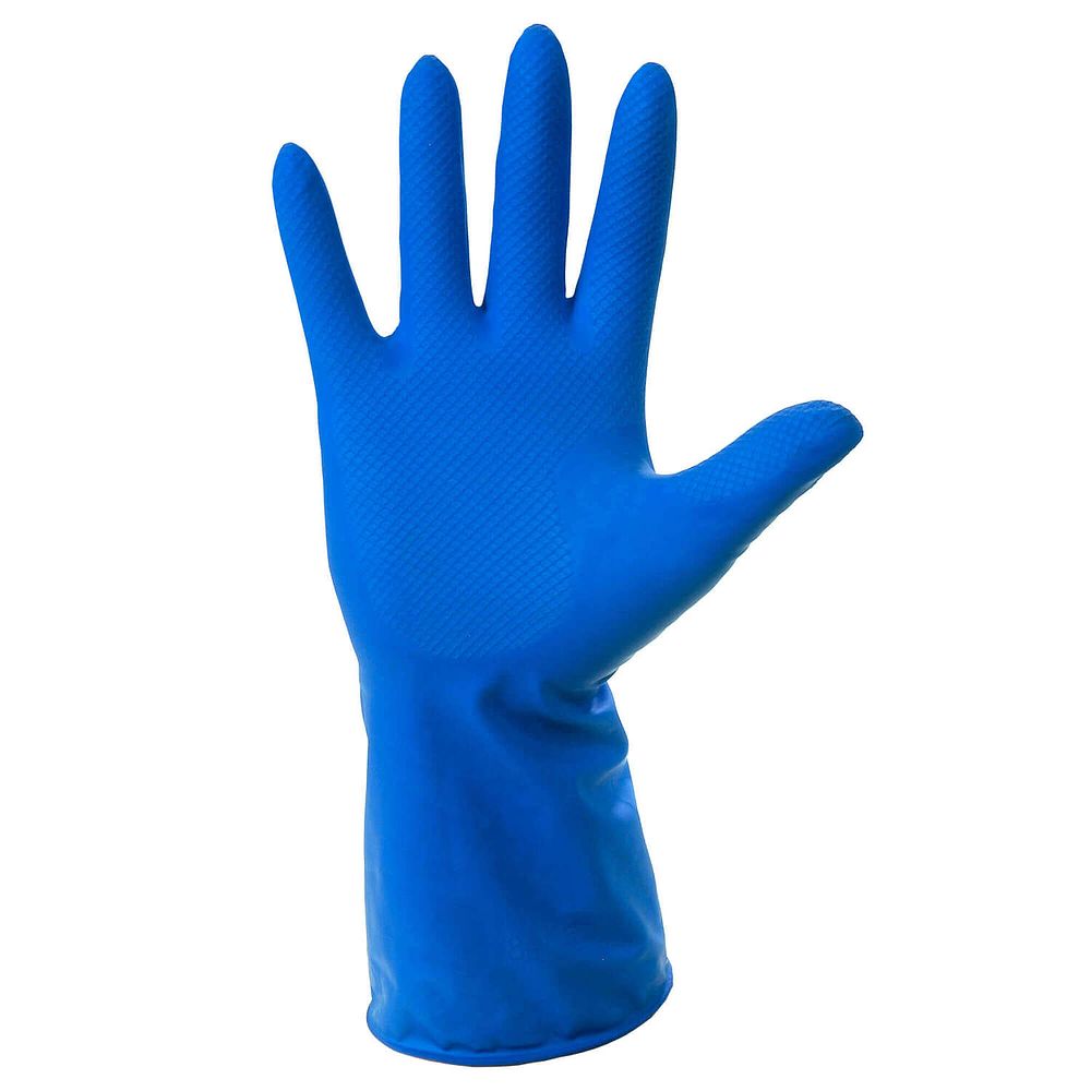 Lot 305: 60 x Rubber Household Gloves (Caring Hands) Blue L8 sku-542