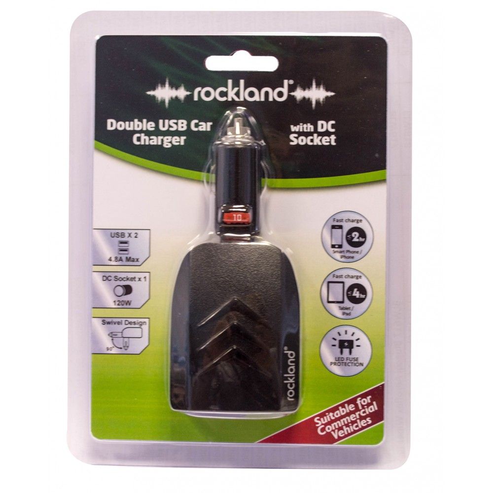 Lot 349: 19 x Rockland RDC003 Double USB Car Charger with DC Socket L3c sku-2145