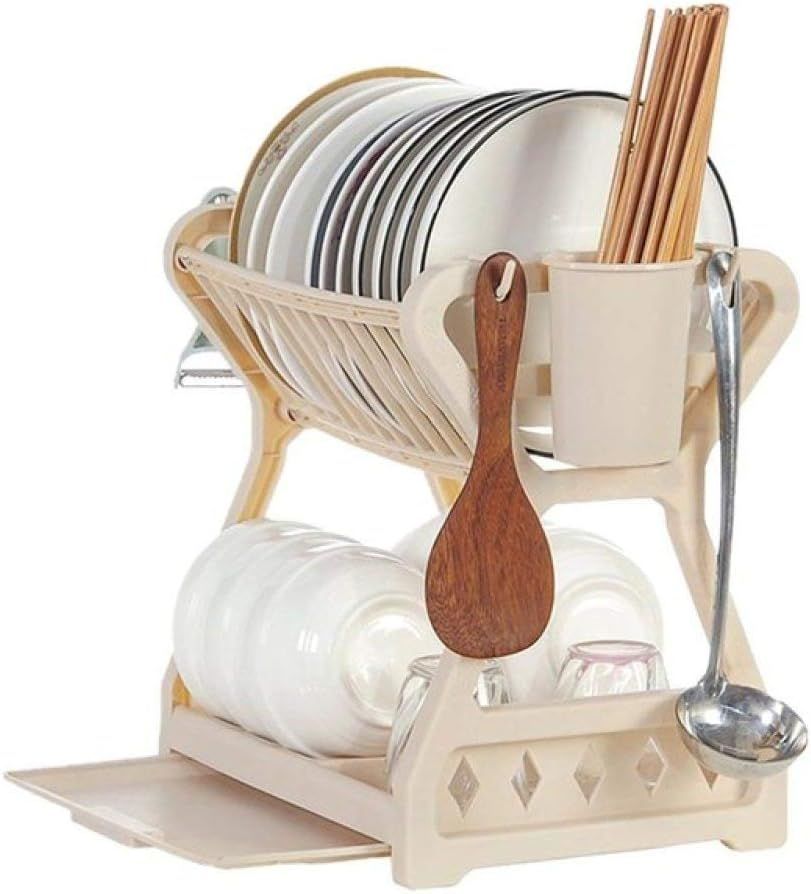 Lot 176: 6 x Multifunction Tableware Storage Racks - Khaki RRP £32.99 L16 sku-2904