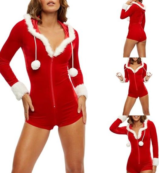 Lot 237: Women Christmas Shorts Hood Bodysuit L2298 sku-4636