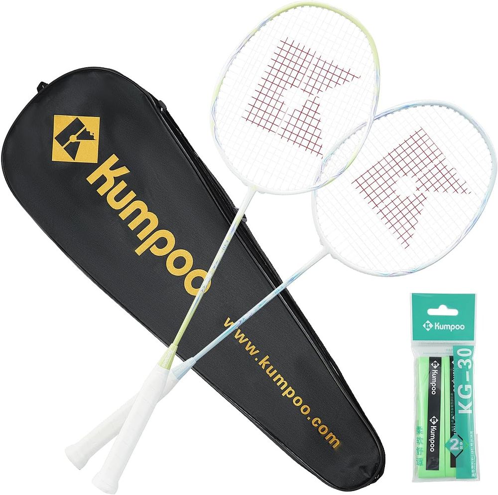 Lot 254: Badminton Set of 2 Rackets with Overgrips and Bag RRP£40.41 L18d sku-4597