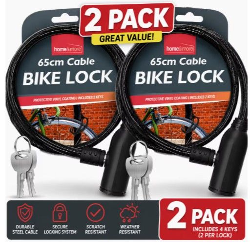 Lot 267: 2 Pack Bike Lock Cable with Keys L2353 sku-4726