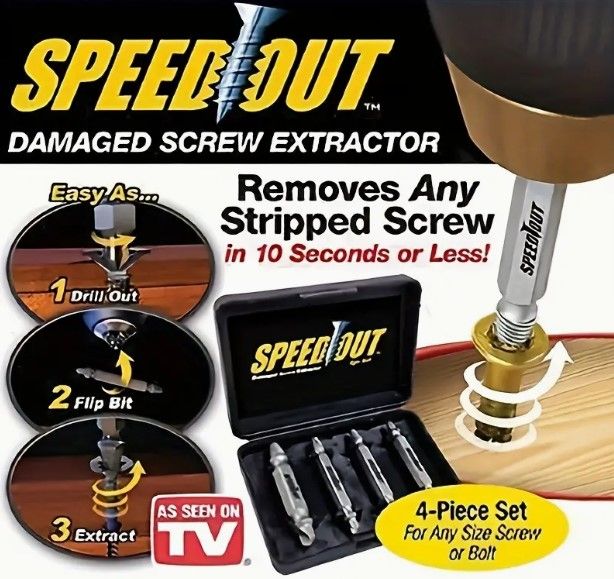 Lot 340: 4pcs Steel Broken Speed Out Damaged Screw Extractor Drill Bit Remover Guide Set L30b sku-2977