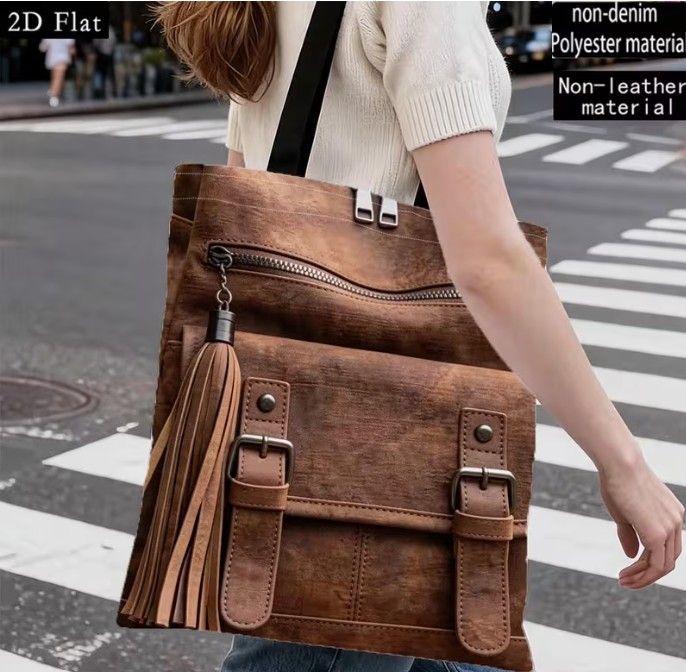 Lot 343: Vintage Brown Backpack Detail Artwork 2D Flat Print Women's Tote Bag L2359 sku-4732
