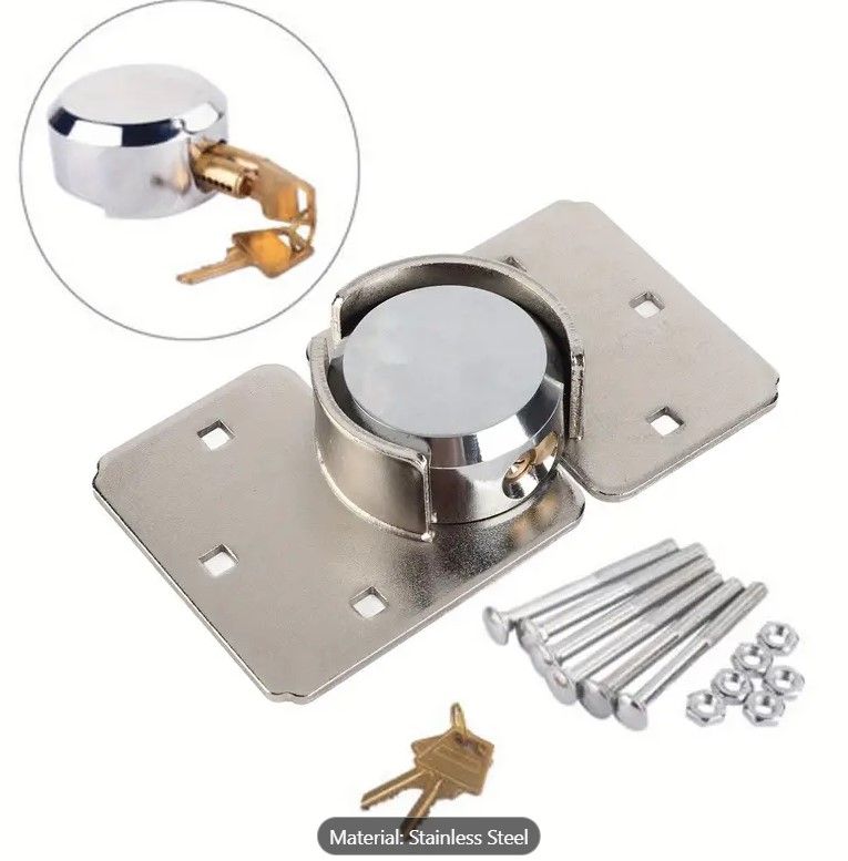 Lot 396: Heavy Duty Van Garage Shed Door Security Padlock Hasp Set Lock 73mm Steel L30b sku-2955-1