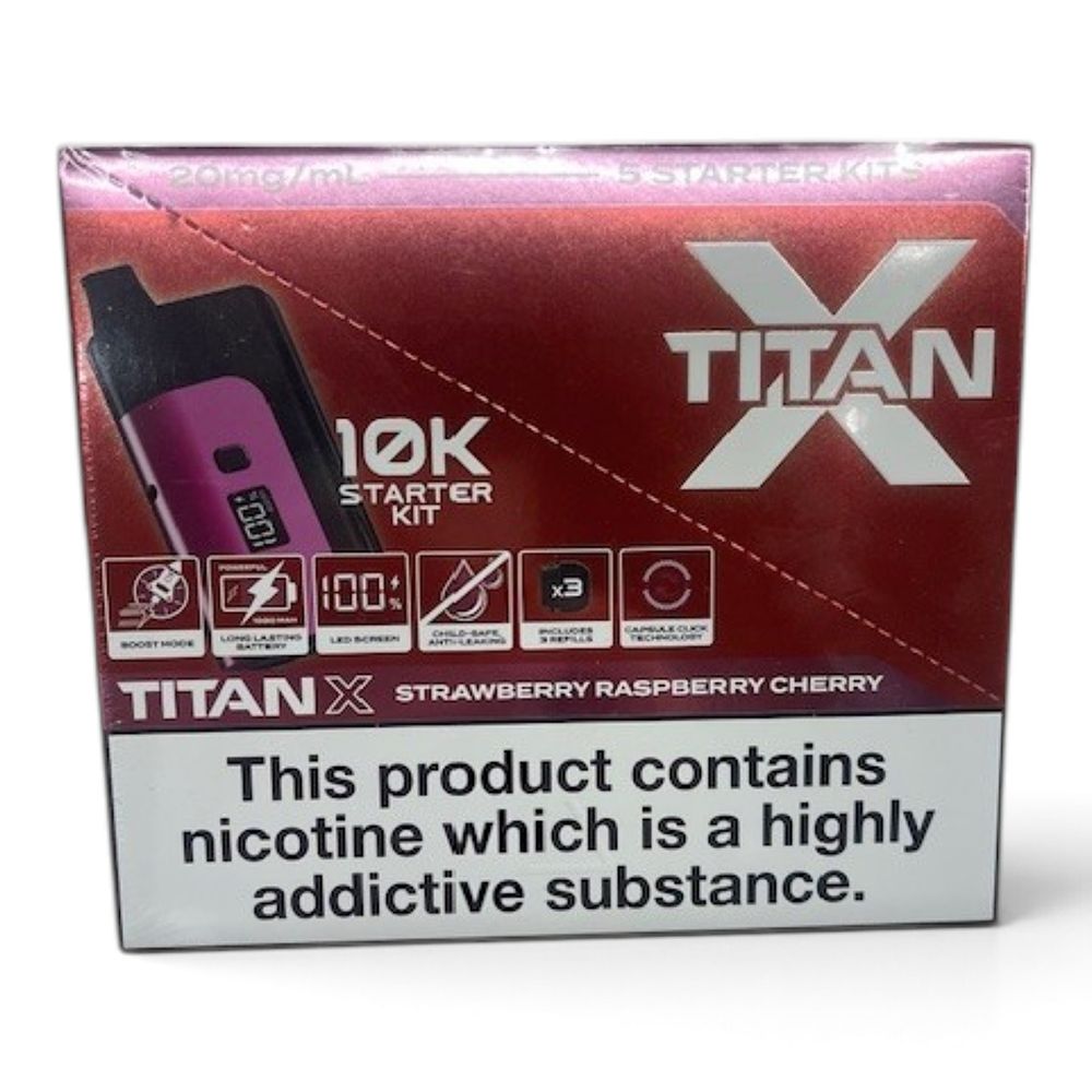 Lot 448: 1 box 5 x Strawberry Raspberry & Cherry Replaceable Legal Vape Kit 20mg ext sku-4667
