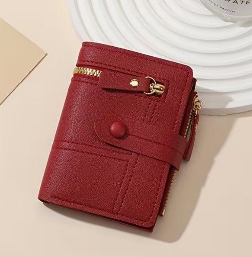 Lot 504: Women'S Fashionable Multi-Zipper Clasp Short Wallet - Red L2357 sku-4730