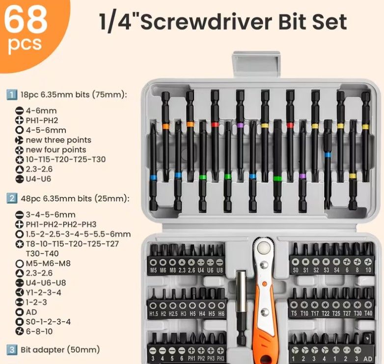 Lot 533: 68pcs Premium Safety Drill Bit Set L2350 sku-4723