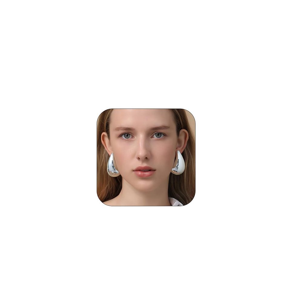 Lot 44: 10 x Dupes Extra Large Silver Hoop Chunky Earrings L10a sku-4485