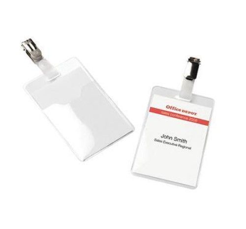 Lot 91: 500 x Office Depot Portrait ID Clip Badges RRP £19.99 ea L1 sku-432