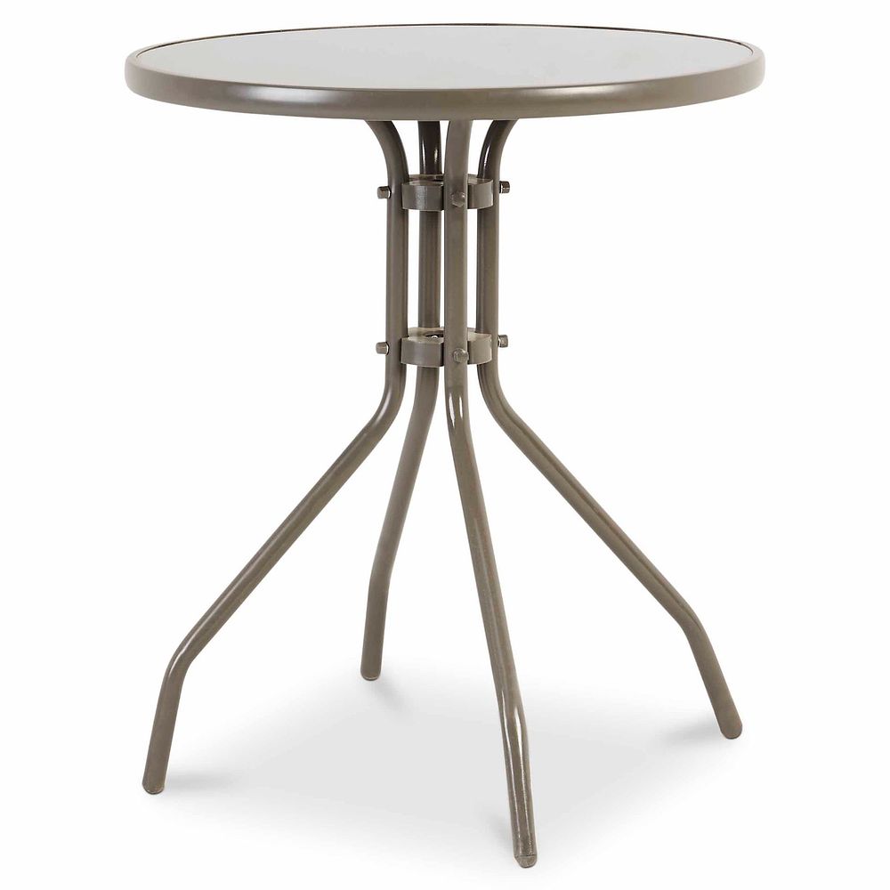 Lot 143: 3 x Grey Metal 2 seater Table & Glass Top RRP £29.99ea. L23a sku-2721