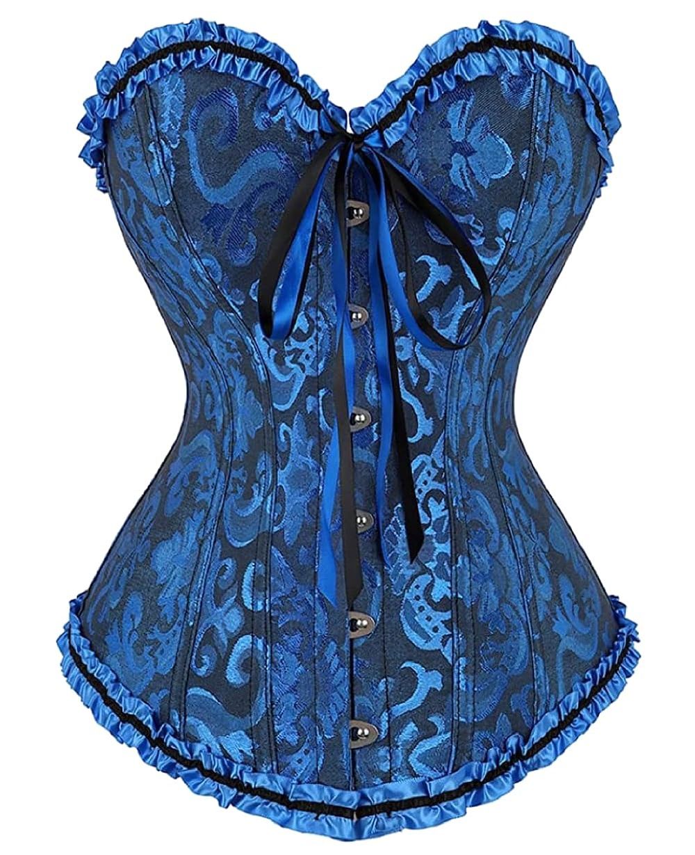 Lot 196: 6 x Womens Blue Basque Body Shaper Overbust Corset Top L27a sku-4789