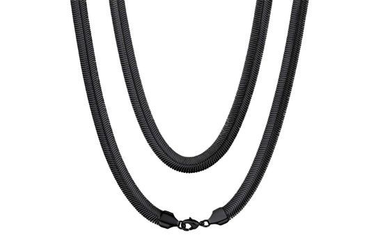 Lot 197: 6 x 8mm 22 Inches Black Color Hip Hop Necklaces L14a sku-3382