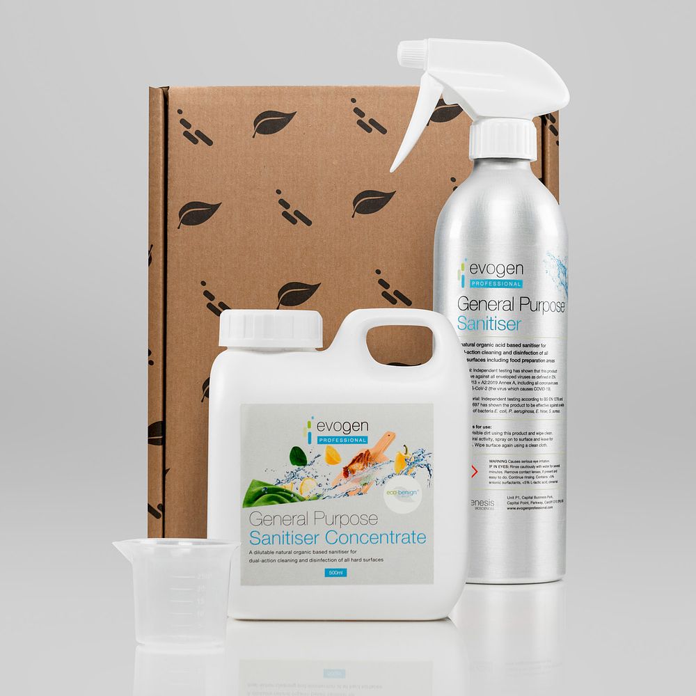 Lot 242: 5 x Evogen Professional General Purpose Sanitiser Pack RRP £15.99 ea. Lof sku-2782