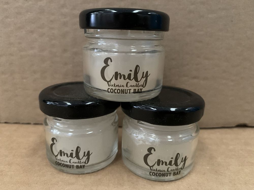 Lot 254: 25 x 20g Emily Coconut Bay Victorian Candles L5B sku-603