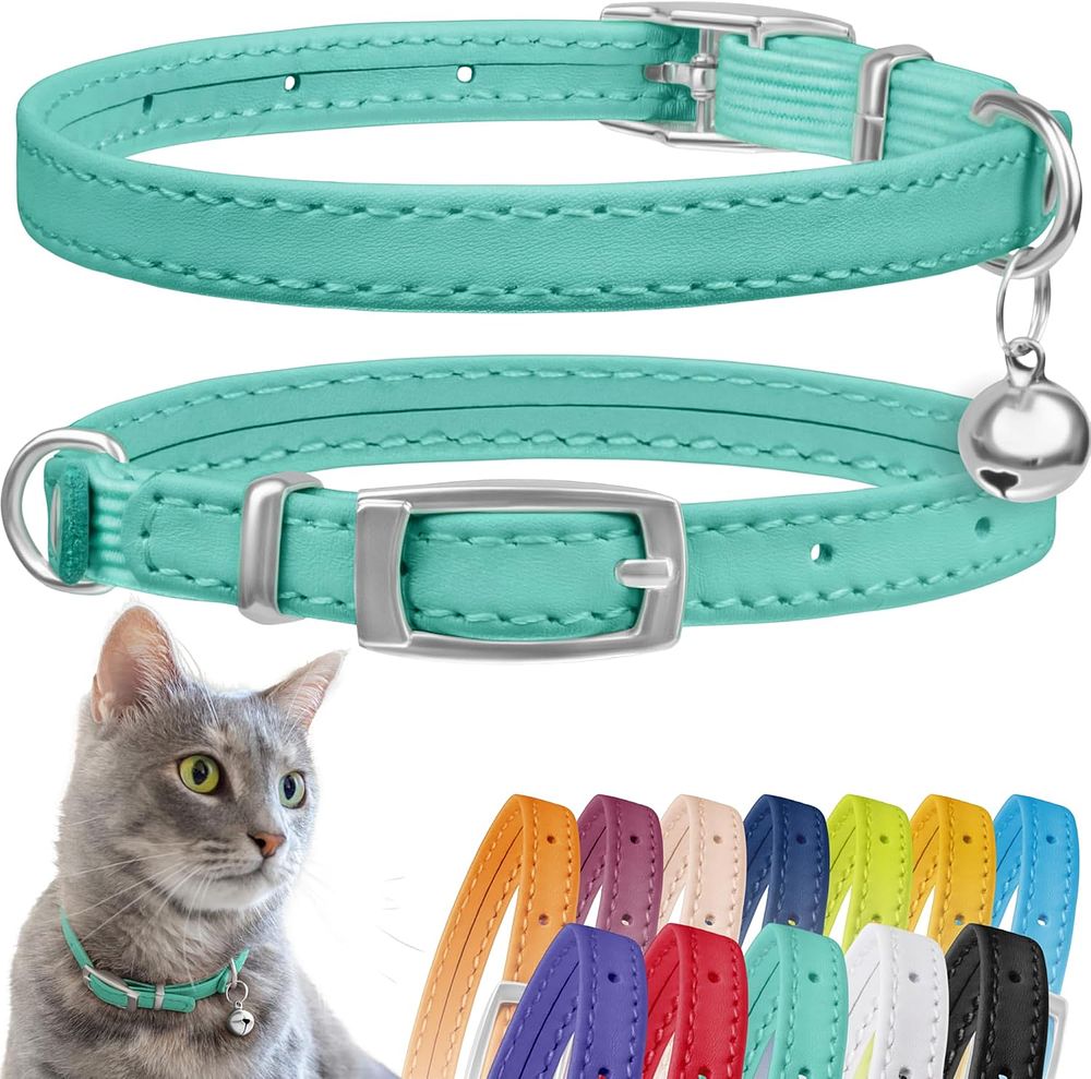 Lot 381: 20 x Leather Cat Collars with Bell RRP £8.71 ea. L13a sku-3669