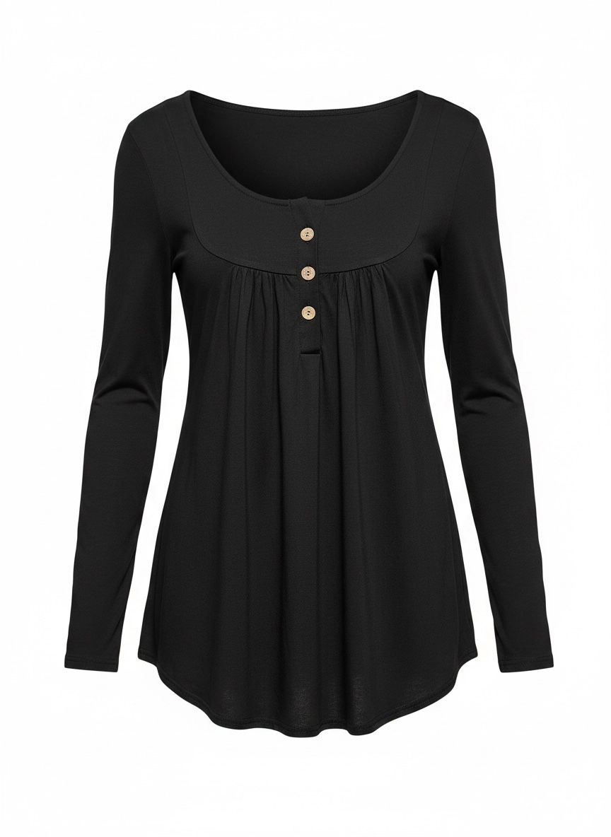 Lot 386: Ladies Black 3 Button Top - XXL L2203 sku-4322