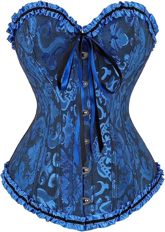 Lot 434: 5 x Womens Blue Basque Body Shaper Overbust Corset Top L7b sku-4540
