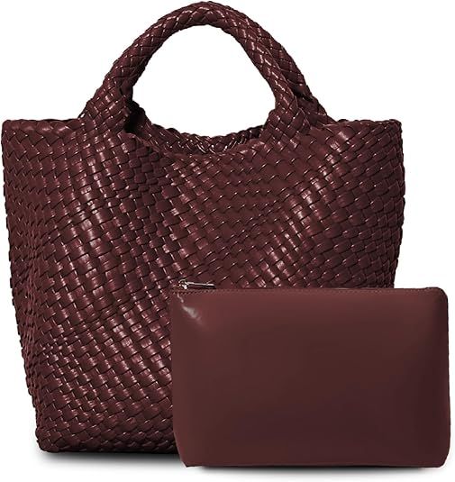 Lot 205: Woven Tote Bag for Women, Vegan Leather L10c sku-4116