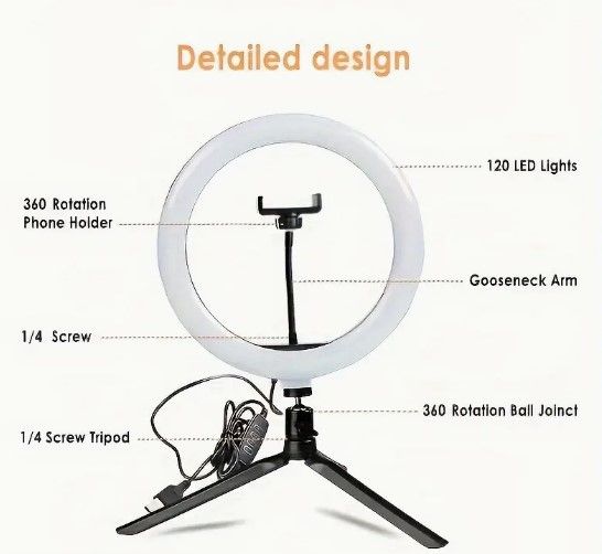 Lot 267: 25.4cm LED Ring Fill Light With Tripod Stand And Phone Holder (Tem) L11b sku-2744