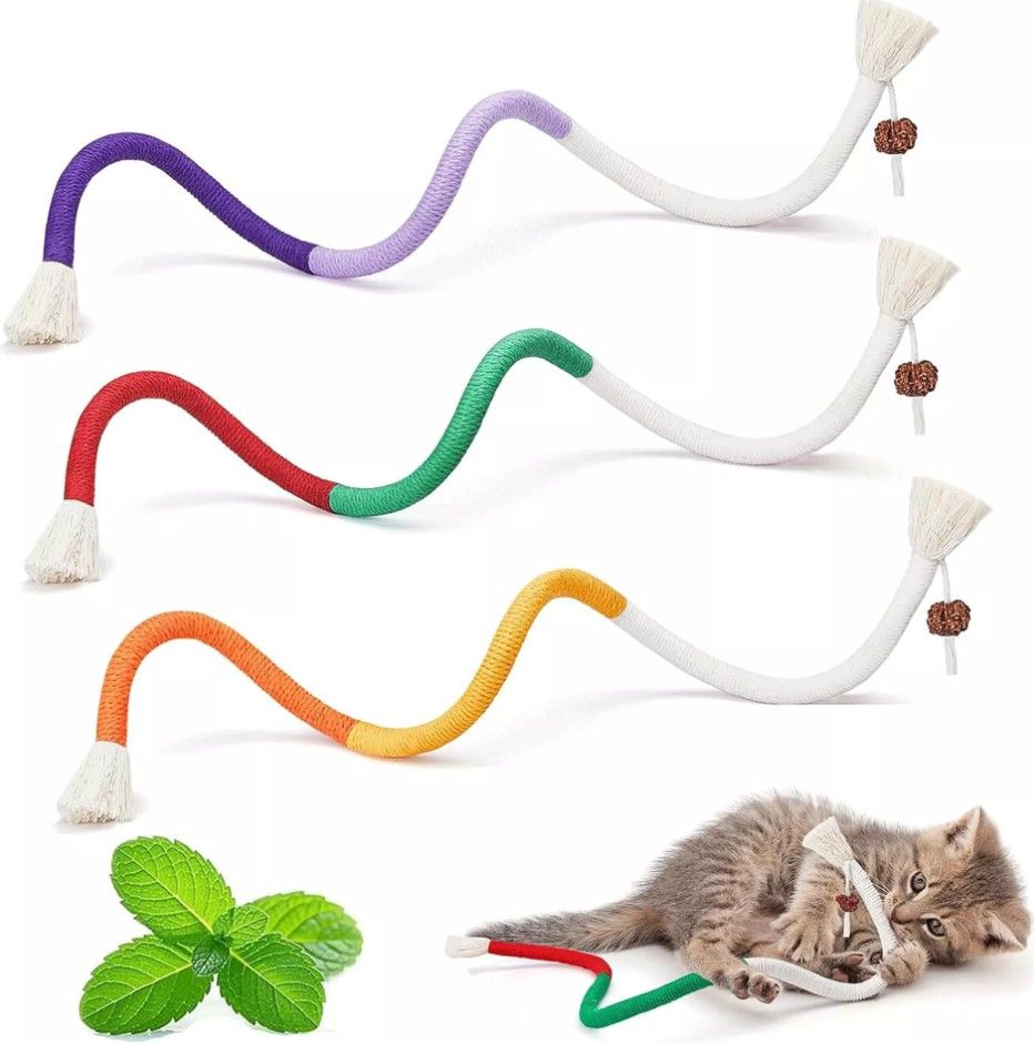 Lot 286: 10 x Catnip Chew Rope Toys for Indoor Cats 3Pcs Kicker Toys L23b sku-4081