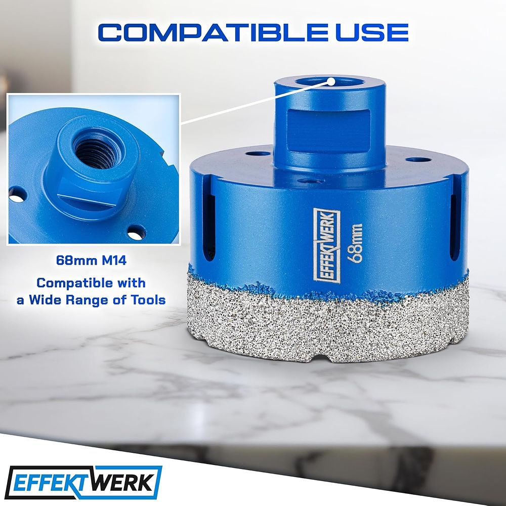 Lot 366: EffektWerk (68mm) Diamond Core Drill Bit with M14 Shank L5RC sku-3982
