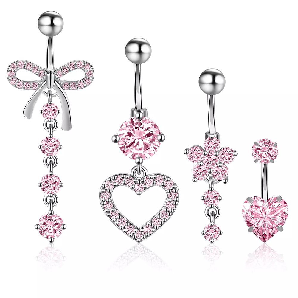 Lot 376: 10 x 4Pcs Belly Button Bars Stainless Steel Belly Button Piercing Rings L12b sku-4506