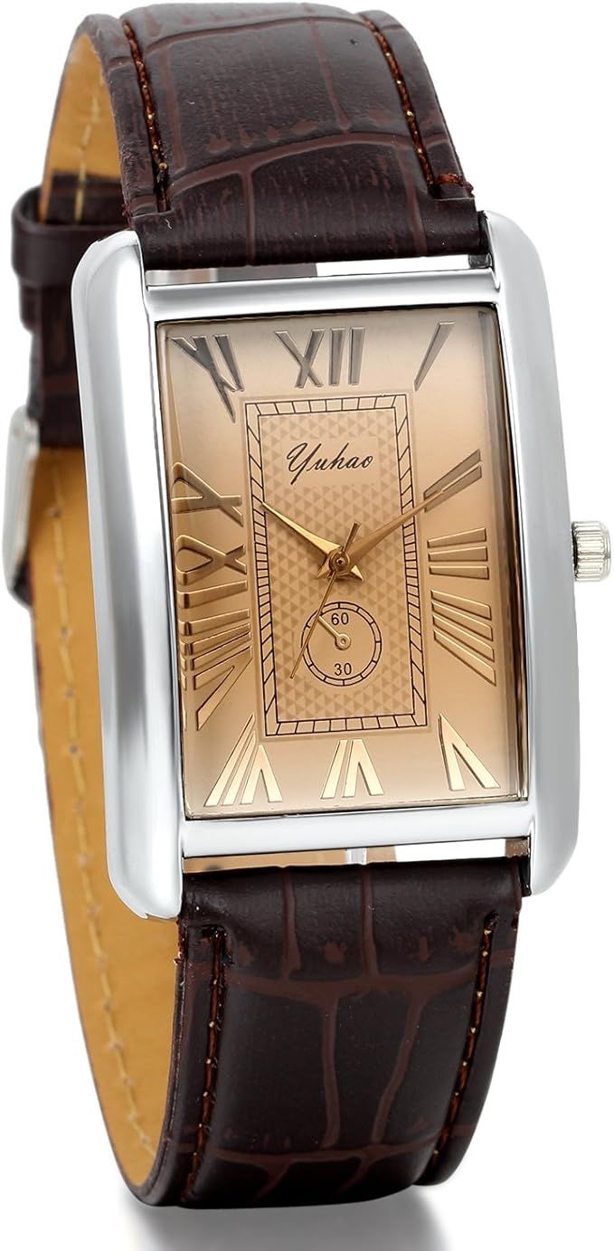 Lot 391: 5 x Mens Square Vintage Roman Numeral Analog Watch (Black) RRP £149.95 L11b sku-4260