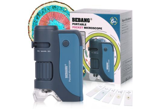 Lot 413: Pocket Microscope, 60x-120x Handheld Mini Microscope for Kids  L1a sku-3921