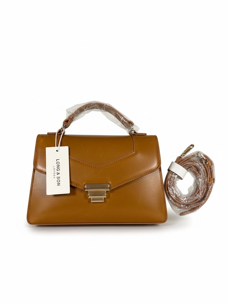 Lot 25: Long & Son Brown Faux Leather Hand Bag L9a sku-4741