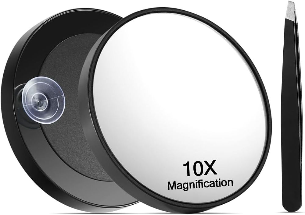 Lot 51: Magnifying Mirror with Suction Cups and Tweezers Set L2529 sku-4889