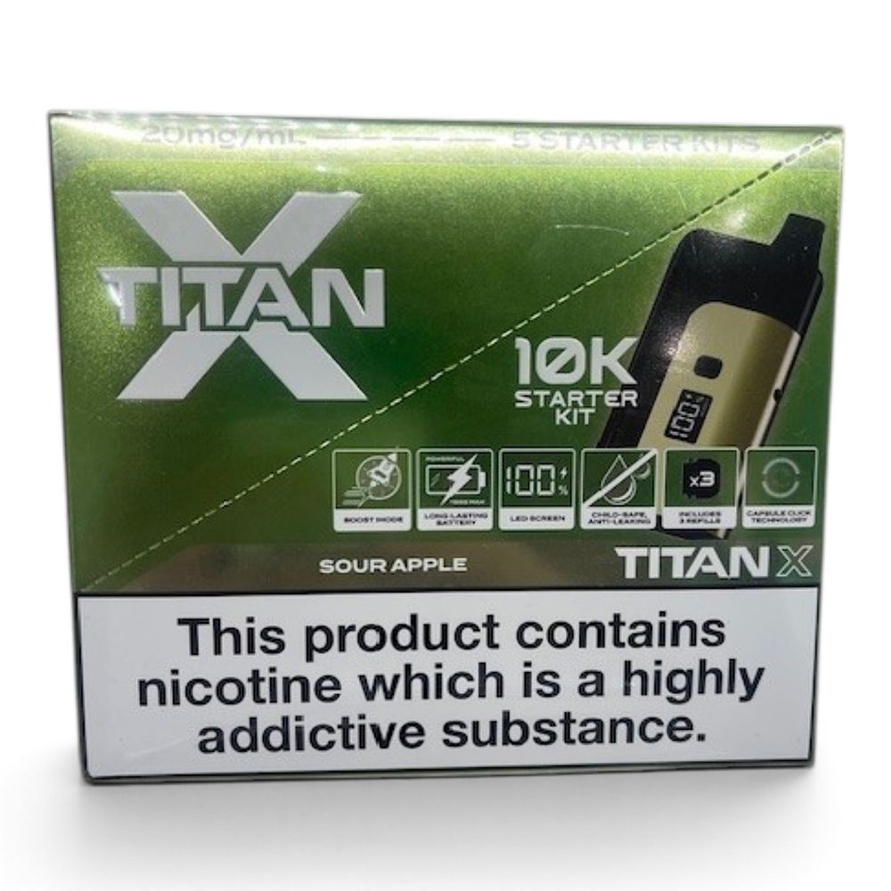Lot 60: 1 box of 5 x Sour Apple Replaceable Legal Vape Kit 20mg ext sku-4647