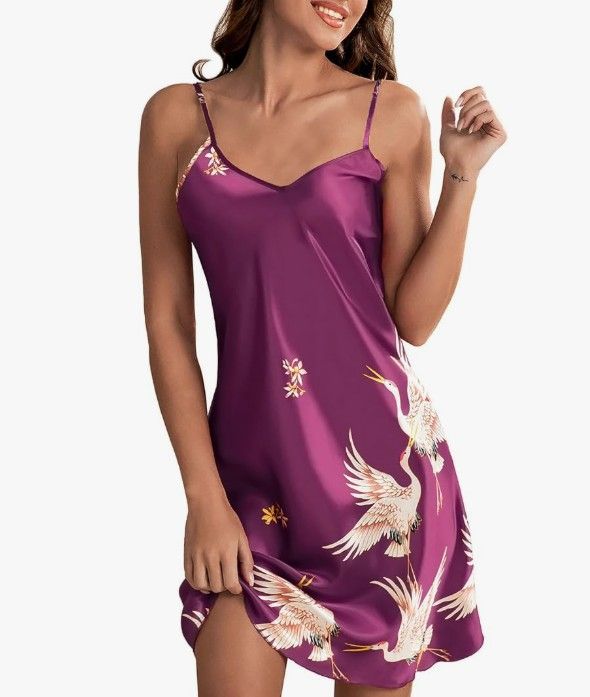 Lot 125: Satin Nightdress Lingerie for Women Negligees Spaghetti Strap L12a sku-4586