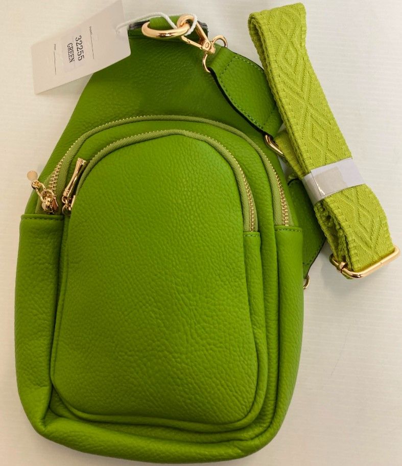 Lot 157: Long & Son Green Cross Body Faux Leather Bag L22a sku-4743