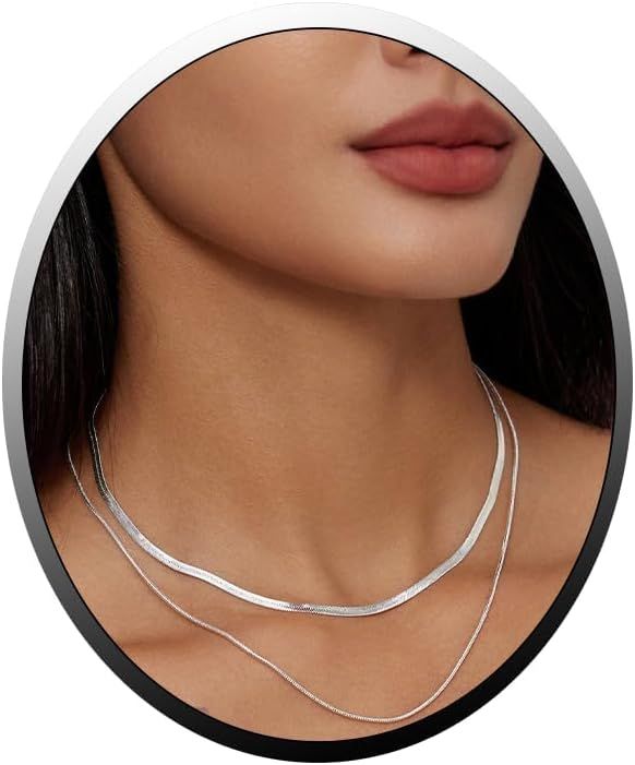 Lot 219: 10 x Snake Chain Necklace 14K Gold/Silver Plated Herringbone Necklace L28b sku-4637
