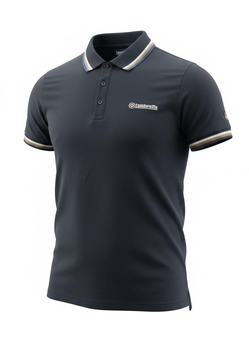 Lot 231: Lambretta Men's Twin Tipped 3 Button Placket Cotton Polo Shirt Top - Small - RRP £30.00 L29c sku-2623