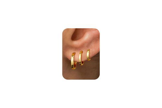 Lot 290: 30 x 3 Pairs Gold Hoop Earrings L14a sku-3745