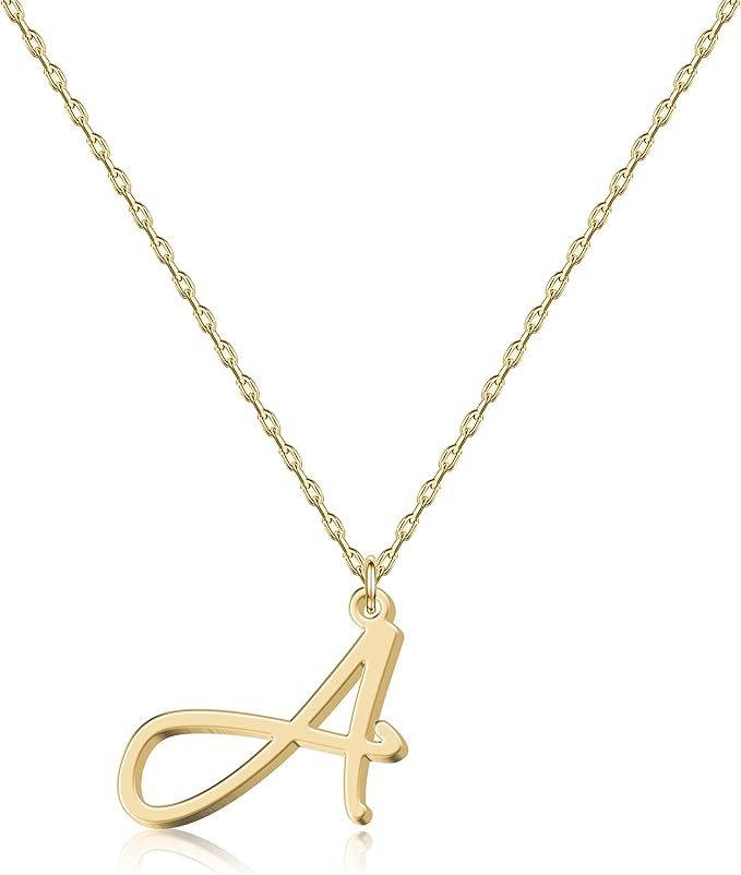 Lot 460: 10 x Elegant 18K Gold Script Initial Necklace Lb1a sku-3807