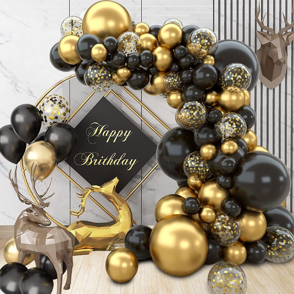 Lot 497: 12 x Black and Gold Balloon Arch balloon garland set Llsw sku-3747