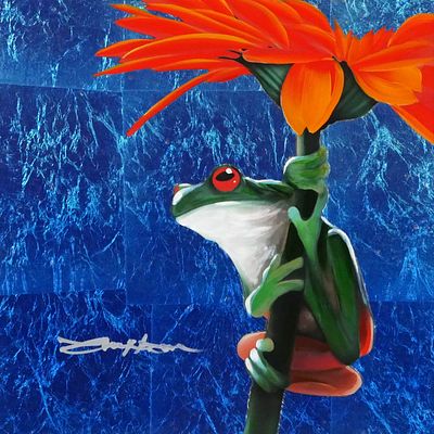 Patrick Guyton, "Gimme Shelter" Frog Mixed Media. Mixed media on aluminum, veined by hand by