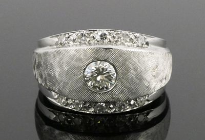 14K Gold Diamond Ring Quarter Carat Center Stone. 14 karat white gold and diamond ring. Retro