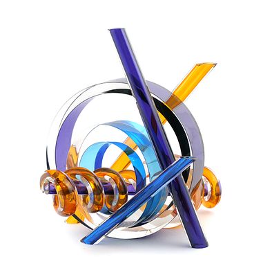 FAY MILLER Glass Sculpture 2006. Studio art glass sculpture "Counterpoint," composed of 
