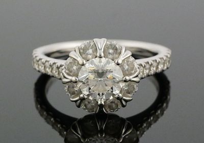 2 Carat Diamonds 14k White Gold Ring. 14k white gold mounting, about 5.6 grams total. One round 