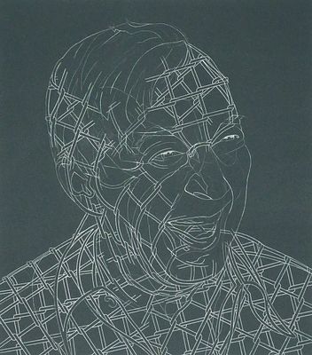 THEO WUJCIK Jasper Johns Etching. One color etching of Jasper Johns by artist Theo Wujcik 