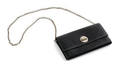 TIFFANY Italian Leather Turnlock Wallet COA. Tiffany &amp; Co. black Italian leather shoulder 