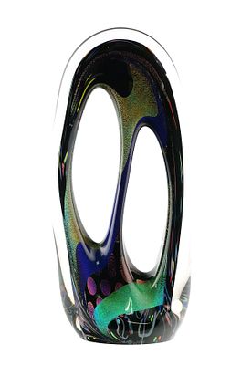 ROLLIN KARG Abstract Art Glass Sculpture. Large abstract art glass sculpture by American artist 