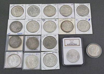 (18) Morgan Silver Dollars. 18 Morgan silver dollars, dates include 1890, 1891, 1892, 1896, 1897 