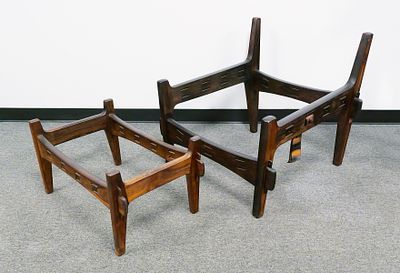 Sergio Rodrigues, Lounge Chair & Ottoman. Scarce 1960s "Mischievous" lounge chair and ottoman by 